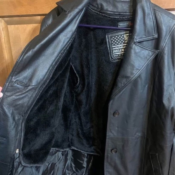 Men's Black Leather Coat - Picture 4 of 8